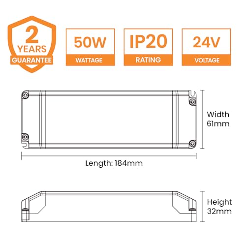 Constant Voltage Dimmable LED Driver 50W 24V IP20 Rated for Indoor LED Lighting - Image 4