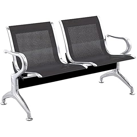 PrimeMatik - Bancada para sala de espera con sillas ergonómicas negras de 2 plazas Cover