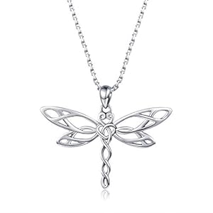 MANBU-Sterling-Silver-Dragonfly-Earrings-Bracelet-Necklace-Celtic-Jewelry-Gifts-for-Women-Dragonfly-Lovers MANBU Sterling Silver Dragonfly Necklace for Women: Celtic Infinity Dragonfly Pendant Christmas Jewelry Gifts for Dragonfly Lovers (Antiqued dragonfly)