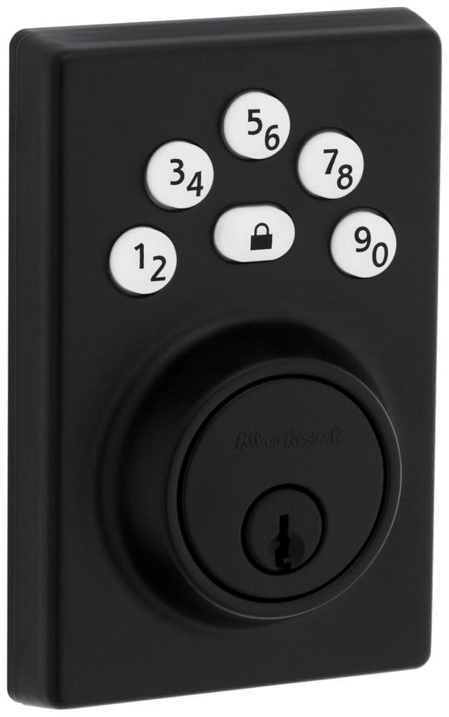 Pêne dormant électronique Kwikset Powerbolt 9240CNT noir mat avec loquet RCAL
