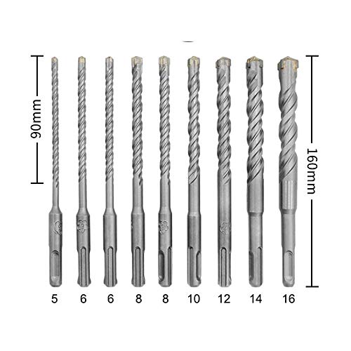 9 piezas de carburo con punta cruzada de 5-16 Mm martillo eléctrico juego de brocas de vástago Sds brocas para mampostería de hormigón