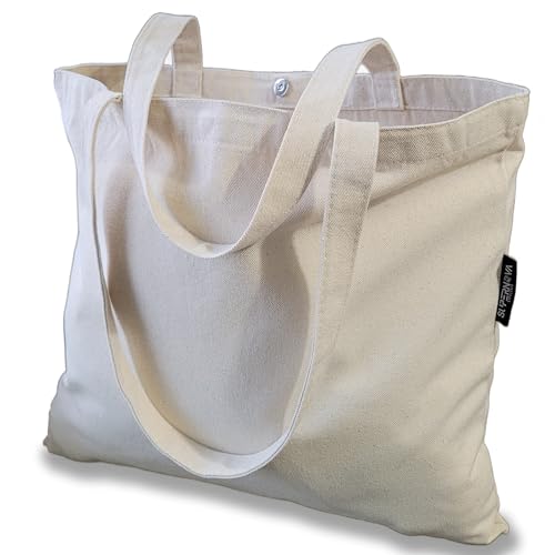 SUPERNOVA Lifestyle Bolsa de lona de algodón 100 % natural, superfuerte, reutilizable, ideal para pintar, bordar, imprimir, Beige/natural, 42x38cm