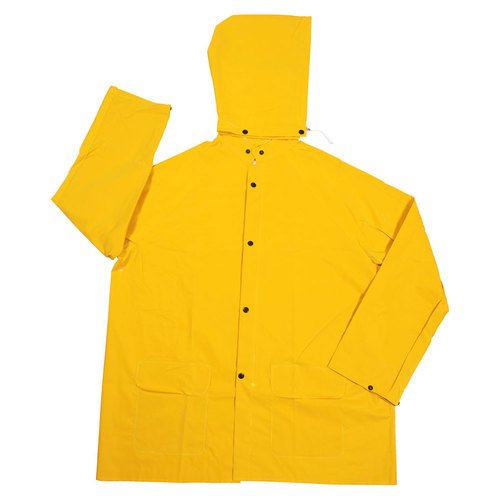 Cordova RJ352YL Stormfront .35 MM PVC/Polyester, Yellow 2-Piece Rain Jacket, Corduroy Collar, Storm Fly Front, Detachable Hood, Large