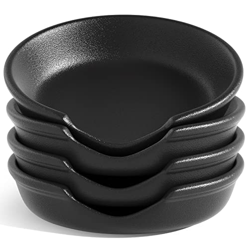 Le Tauci Ceramic Spoon Rest For Kitchen, 4.8 Inches Spoon Holder For Stove Top, Coffee Spoon Rest, Spoon Cradle, Kitchen Basics, Kitchen Accessories For Utensils, Set Of 4, Crude Black #TOP11