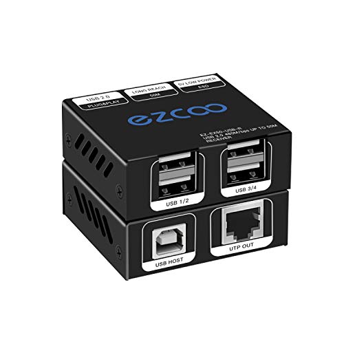 USB Extender 165ft 50m 4-Port USB2.0 HUB by Cat5e Cat6 -Two Webcam Work...