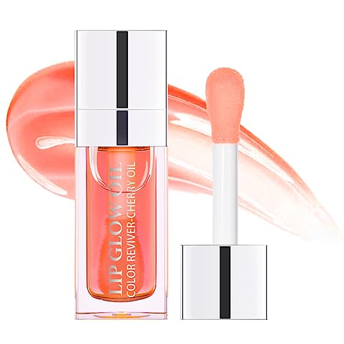 Fovcos Hydrating Lip Glow Oil, Moisturizing Lip Glow Oil, Lip Plumper Gloss, Transparent Lip Gloss, Lip Oil, Plumping Lip Oil, Lip Balm, Tinted Lip Balm Lip Care (Pink)
