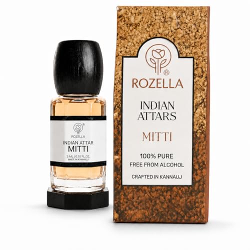 Image of ROZELLA Mitti Authentic Attar for Men and Women | Rain Soaked Earth Inspired Perfume Oil | Traditional Fragrance Blend | Non Alcoholic Long Lasting Fragrance Attar | 3 ml
