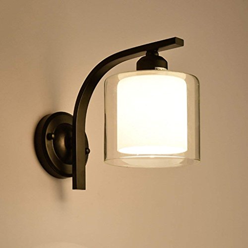 Lámpara de pared de cristal doble GZ para dormitorio, estudio y salón