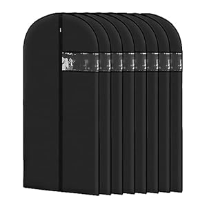 Garment Bags for Hanging Clothes (8 packs，43 inches) Washable Black Suit Bags for Closet Storage and Travel with Clear Window