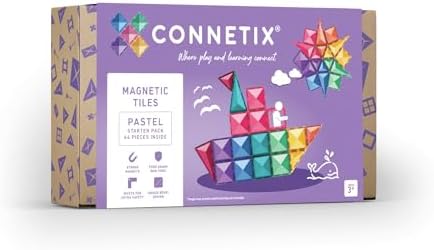 CONNETIX Magnetic Tiles Pastel Starter Pack, 64 Pieces