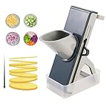 Mandoline Slicer for Kitchen, Adjustable Slicing Thickness, Snap-in Legs, Feeding Port,Food Container, Safe 4in1 multifunctional potato slicer and salad chopper for slices, strips & julienne