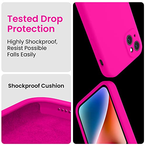 Image of FireNova Designed for iPhone 13 Case, Silicone Upgraded [Camera Protection] Phone Case, Soft Anti-Scratch Microfiber Lining Inside, 6.1 inch, Hot Pink