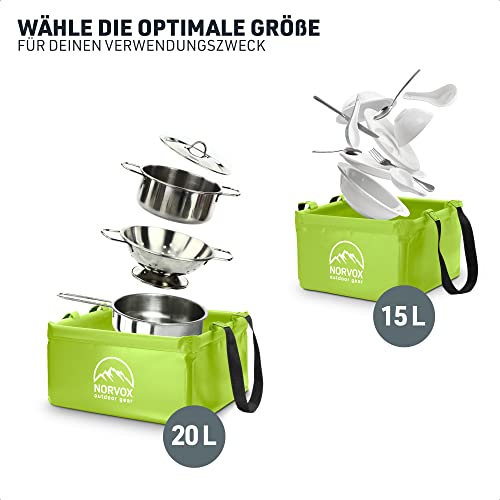 NORVOX Outdoor Faltschüssel - 15L oder 20L – grüne faltbare Schüssel - Universell als Camping Spülschüssel… - Image 7
