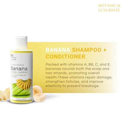 Image of Banana Natural Shampoo + Conditioner 200ml Moisture Lock for All Hair Types - Frizz Free Hair Upto 36 to 48 Hours - Sulphate & Paraban Free