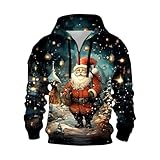 Sudadera de Navidad con estampado 3D para hombre, diseño de invierno y otoño, casual, manga larga, con botones, solapa, tres piezas, estampado a cuadros, con cremallera, para hombre, rosso, XXL