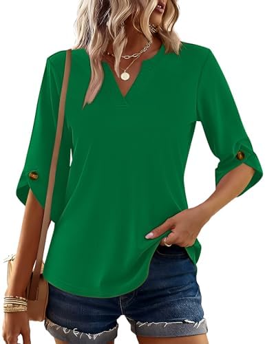 Trendy Women's 3/4 Sleeve V-Neck Tunic