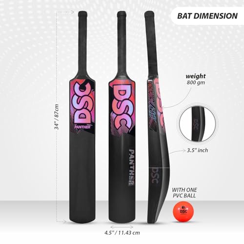 Image of DSC Plastic Cricket Bat with PVC Ball - Durable All-Weather Lightweight Outdoor & Indoor Play Bat with Ergonomic Grip and Vibrant Design