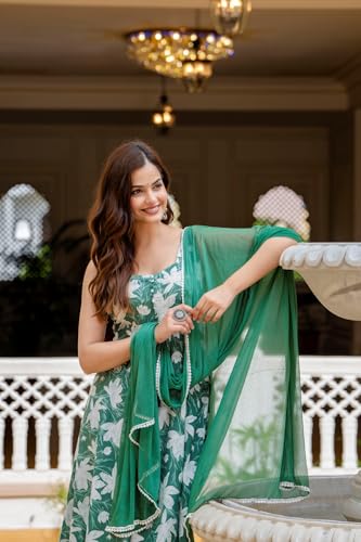 Image of Floral Anarkali Sleeveless Kurta with Dupatta, Maroon and White