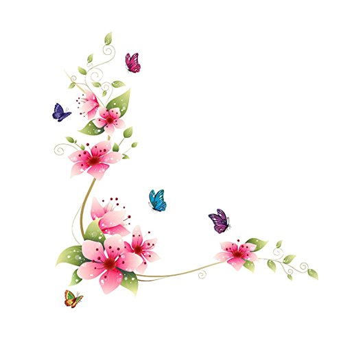 62 cm fleur papillon en PVC fond Sticker mural vinyle bricolage Home Decor Poster mural amovible