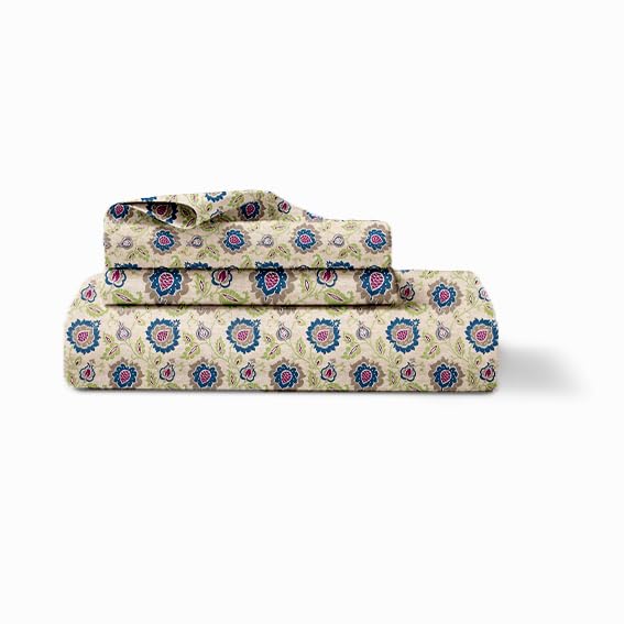 LINENWALAS 100% Cotton King Bed Sheet for King Size Bed, Premium Printed Bedsheet (108 x 108 Inches) with 2 Pillow Covers | 210 TC Soft, Breathable, Luxury Bedsheet (Ornate Blossoms)