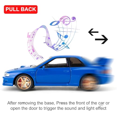 Image of FEXXA 1 /32 Compatible for Subaru Impreza WRX STI Model Car, Pull Back Diecast Collectible Car Toy with Sounds & Lights for Kids Boys Girls and Adults, Gift (Blue)