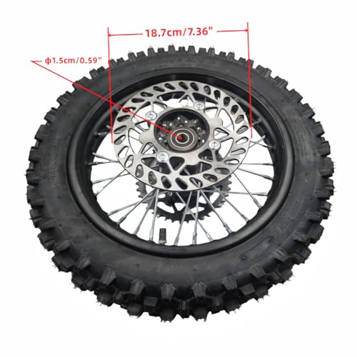 CLEO 80/100-10 Rear Wheel Rim Tire Assembly for 50cc-110cc Dirt Bike taotao TTR SSR CRF Apollo 15mm axle includes 190mm brake disc and 420-41T sprocket by CLEO - Used condition - Image 2