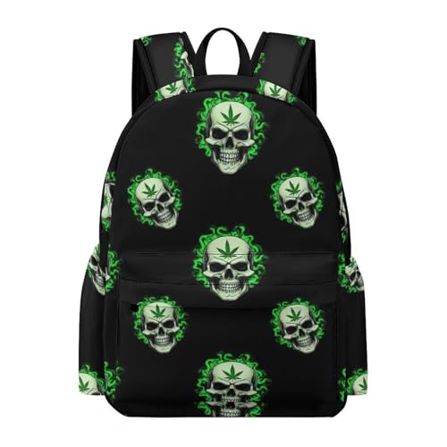 Sac à dos motif crâne et feuilles vertes idéal pour vos sorties