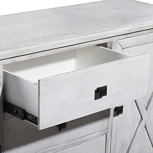 Deco 79 Farmhouse Wood Rectangle Buffet, 57" X 17" X 35", White #TOP7