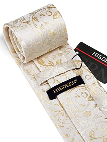 Image of HISDERN Ties for Men Paisley Floral Mens Ties and Pocket Square Cufflinks Set Classic Business Necktie Handkerchief