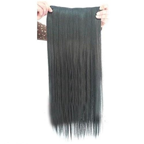 DEESEE Long Straight Womens Lady One Piece 5 Clips Hair Wigs Party Cosplay wig (A)