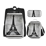 Ensemble complet de 3 pièces : cet ensemble de sac à dos imprimé Tour Eiffel Paris pour femme comprend un élégant sac à dos de voyage pour ordinateur portable, une boîte à déjeuner Bento et une trousse à crayons, ce qui en fait la solution tout-en-un parfaite pour un usage quotidien, les voyages et l'organisation.