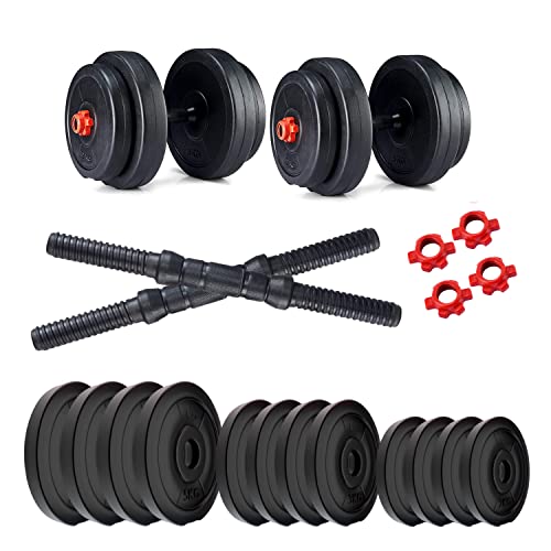 Image of Kore PVC 40 kg (5 kg x 4 + 3 kg x 4 + 2 kg x 4) Combo 16 Dumbbells Set, Black-Red