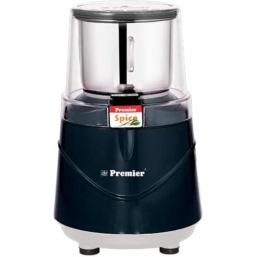 Premier Spice Grinder | 350W Wet & Dry Multifunction Food Grinder | Stainless Steel Herbs, Spices, Nuts, and Coffee Grinder for Home & Office with Detachable Jar