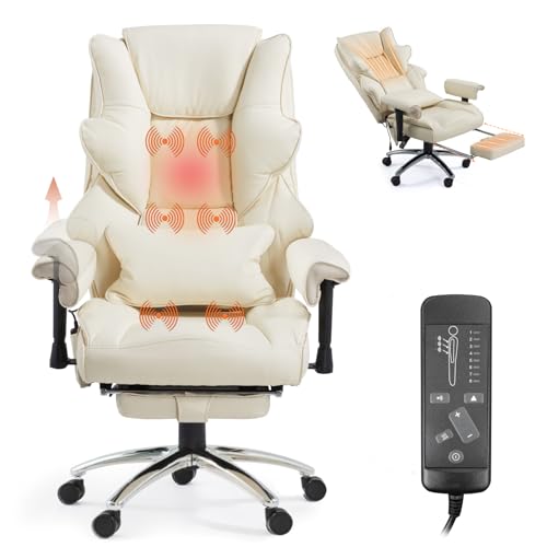 Mvpipi Massage Office Chair with Foot Rest, Ergonomic Executive Heated