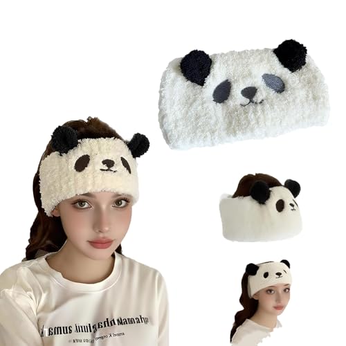 Zinmilin Makeup Headband for Washing Face Face Wash Headband Skin Care Spa Headbands for Women Skincare Head Bands for Womens Hair Cute Panda(White)