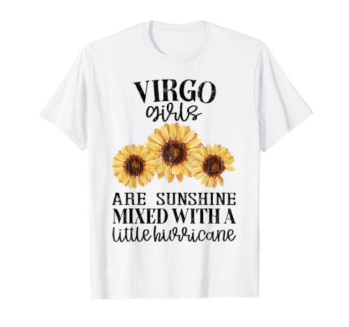 Sunflower Sunshine Virgo Divertido Signo Del Zodíaco Niñas Gráfico Camiseta