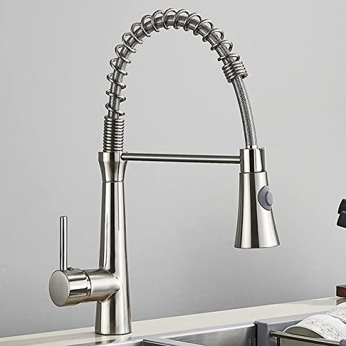 Grifos de latón de primavera para lavabo de cocina con acabado negro y diseño arquitectónico