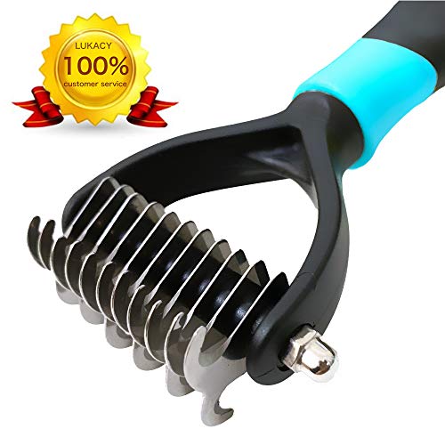 LUKACY Dematting Comb，Dematting Brush Mat Remover Dog Undercoat Rake Tool for Cats Small