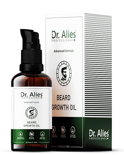 Dr. Alies Professional Beard Growth Oil | Natural Castor, Vitamin E & Almond Oil for Thicker, Fuller Beard | Stimulates Facial Hair Growth, Fills Patches & Promotes Healthier Beard