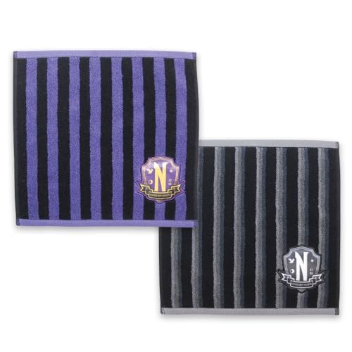 ウェンズデー Wednesday ハンドタオル/ミニタオル 2枚セット (グレーカラー & パープルカラー)