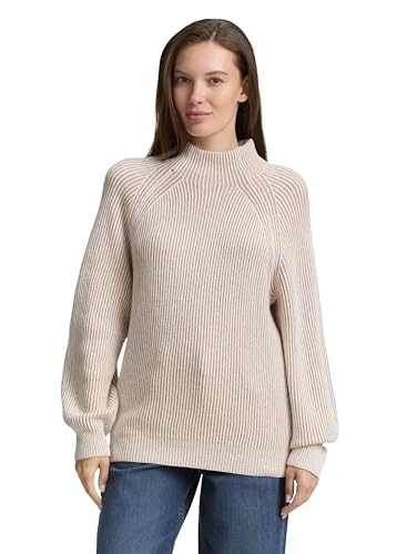 TOM TAILOR 1047670 Suéter pulóver, 38704-soft Taupe Rib Structure, L para Mujer