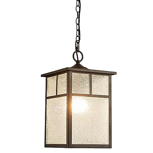 WJJHERRH Modern Outdoor Pendant Light, Matte Black Metal Hanging Lantern Lights Fixture, Creative Rectangle Waterproof Pendant Lamp with Adjustable Chain, Decor Chandelier for Porch, Yard, Gazebo,E26