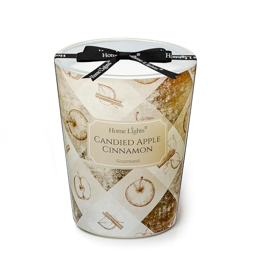 HomeLights Vela en frasco grande | Velas perfumadas de larga duración de 1 mecha, 6.7oz de cera de soja natural para el hogar, regalo rústico moderno, manzana confitada y canela
