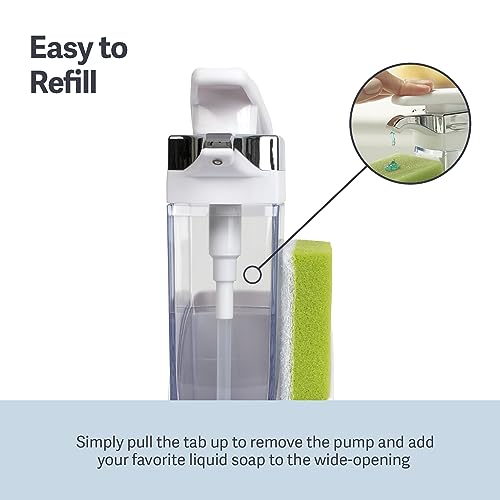 Image of Casabella Sink Sider Solo Soap Pump and Sponge Caddy for Kitchen Sinks, Kitchen Sink Organizer Sponge Caddy and Soap Pump Combo, White (Pack of 6)