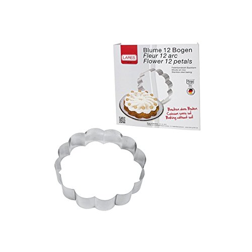 Lares Backform/Backrahmen Blume mit 12 Bögen - aus Federbandstahl - Ø ca. 27cm, H: ca. 7cm - Made in Germany