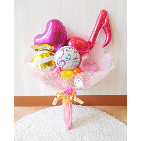 バルーンの花束ブーケ レイチェル 音符の形とキャンディのバルーンがキュート 2ヶ月以上長持ち 1 レッド 花束 ホーム キッチン