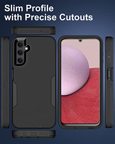 Dahkoiz for Samsung Galaxy A14 5G Case, with Tempered Glass Screen Protector and Dust-Proof Port Cover, Full Body Protection Rubber Cover Phone Case for Samsung Galaxy A14 5G, Black/Black - Thumbnail 2