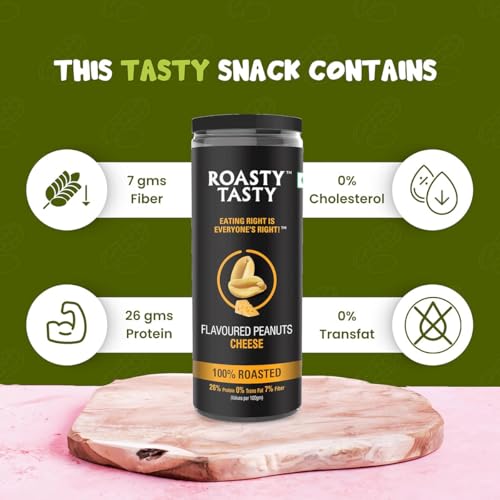 Image of Roasty Tasty Cheesy Flavour Roasted Peanuts|Healthy Snacks|Rich In Protein & Fibre|Roasted, Not Fried Snacks|Healthy Food|Namkeen Peanuts|Crunchy Masala Peanuts|Pack Of 2 (150G Each)