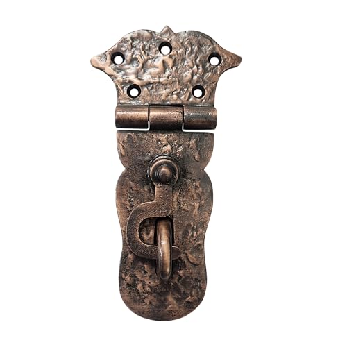 Image of Adonai Hardware inchParan inch Heavy Duty Antique Cast Iron Safety Hasp and Staple with Locking Mechanism (6 inch x 1 Pack, Antique Copper) for Vintage Pirates Treasure Chest, Trunks, Wooden Jewelry Box