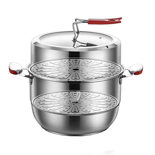 Sartén de vapor/olla, vaporera gruesa de acero inoxidable 304 for el hogar de 2 capas 26-32cm, for estufa de Gas/cocina de inducción(30cm)